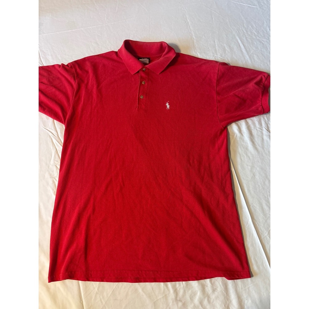 Polo Jeans Co Ralph Lauren Polo Shirt Mens L Red Excellent Short Sleeve Logo